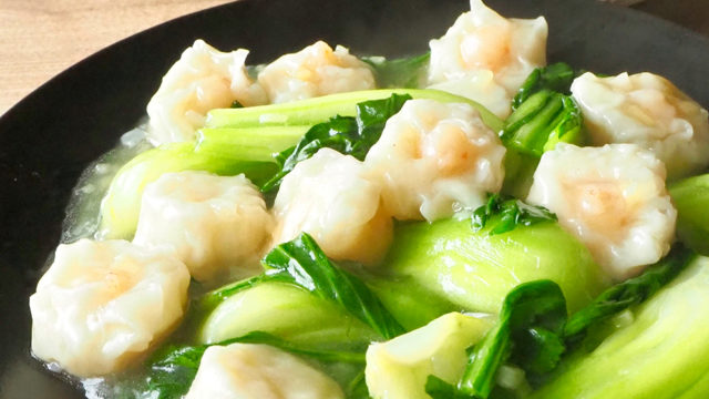 【STAY HOMEレシピ】エビシュウマイと青梗菜の塩炒め
